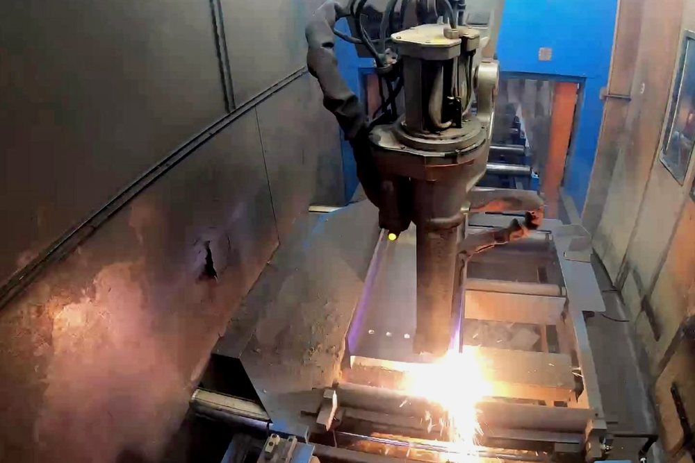 PythonX robotic beam line cutting steel