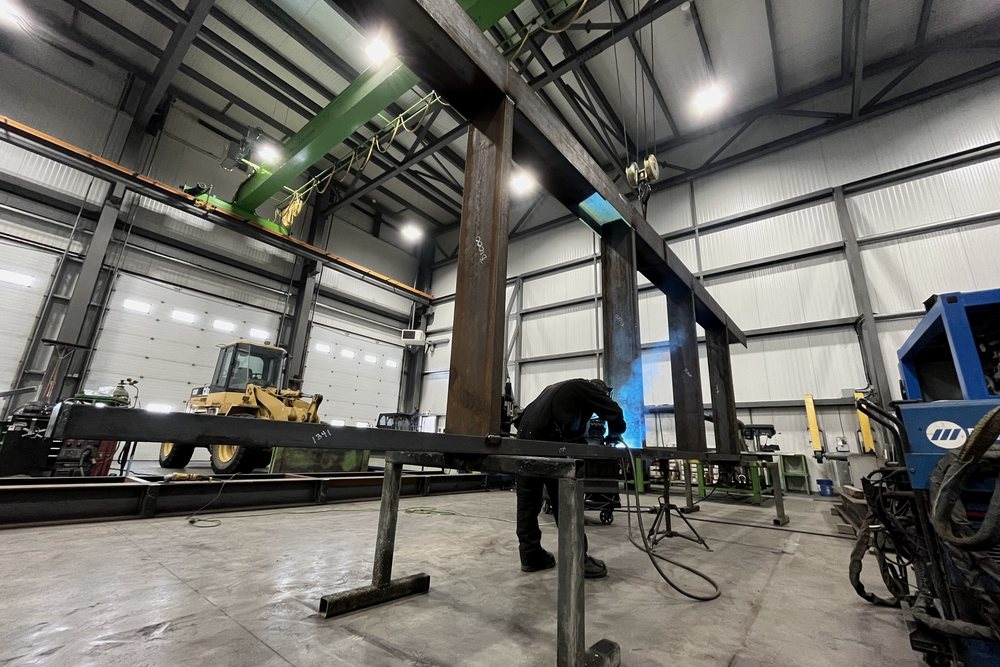 Structural steel fabrication in the shop