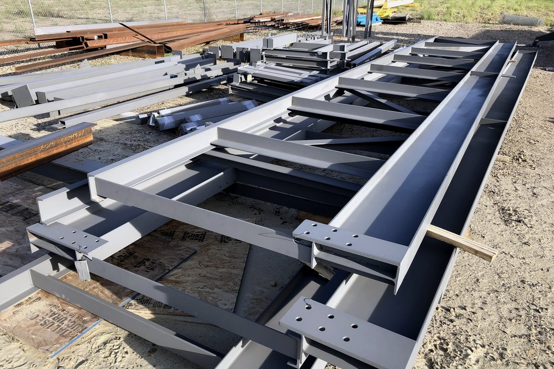 Painted structural steel ready to ship